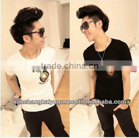 Summer Men's Korean Style Short Sleeve Graffiti Personalized Printing T-shirt