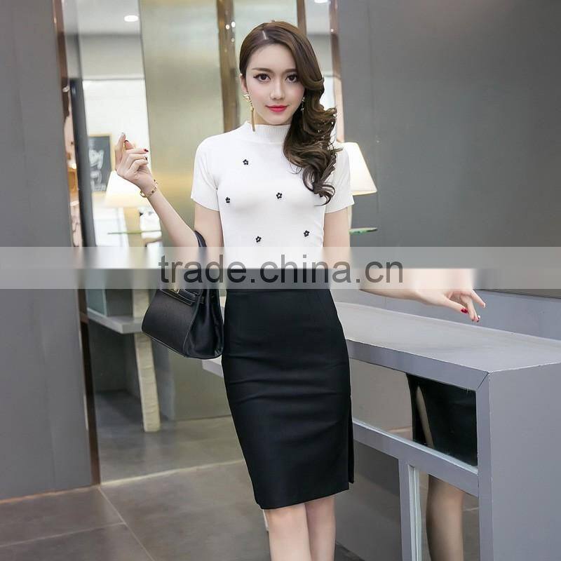 The New Korean Front Slit Skirt Was Thin Step Package Career Skirt Summer Bust Elastic Step Skirt
