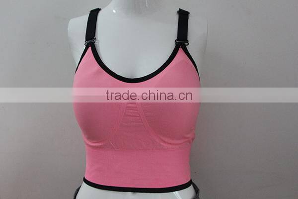 Fashion breathable women sports bra with adjustable shoulder strap
