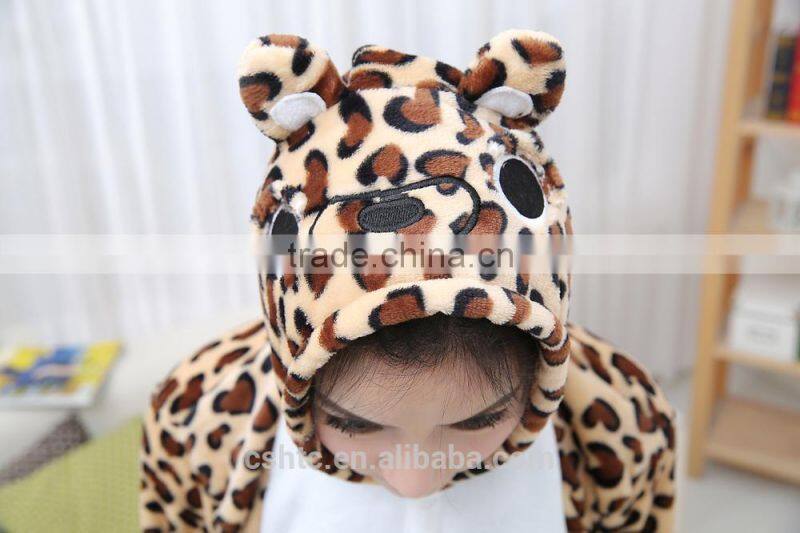 flannel cartoon adult animal jumpsuit animal pajamas jumpsuit leopard bear design