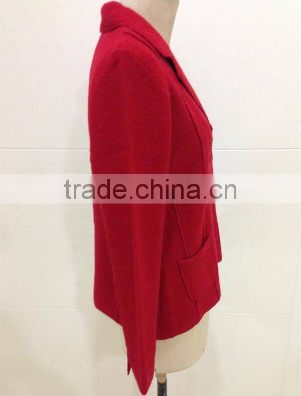 Women V-neck boiled wool cardigan sweater