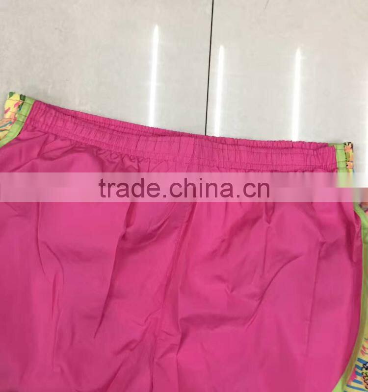 Clothing inventory women 100%polyester contrast sports shorts