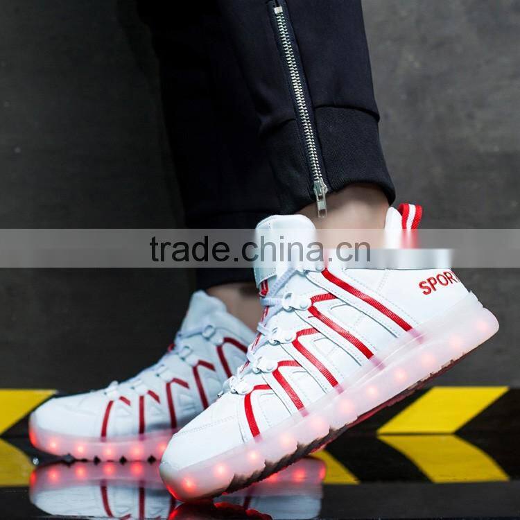 HFJH-18 wholesale PU Low MOQ led sports men shoes