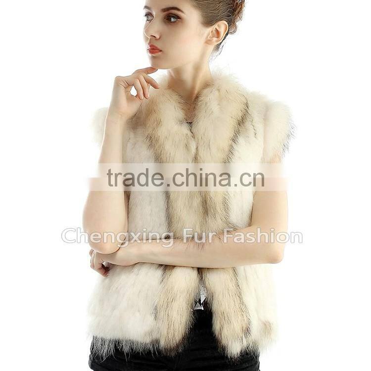 CX-G-B-21B New Fashion Real Knitted Women Rabbit Fur Italian Fur Vest