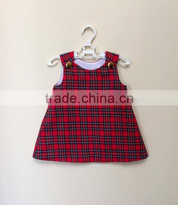 New fashion red plaid children boutique toddler clothing lovely baby girl summer dress