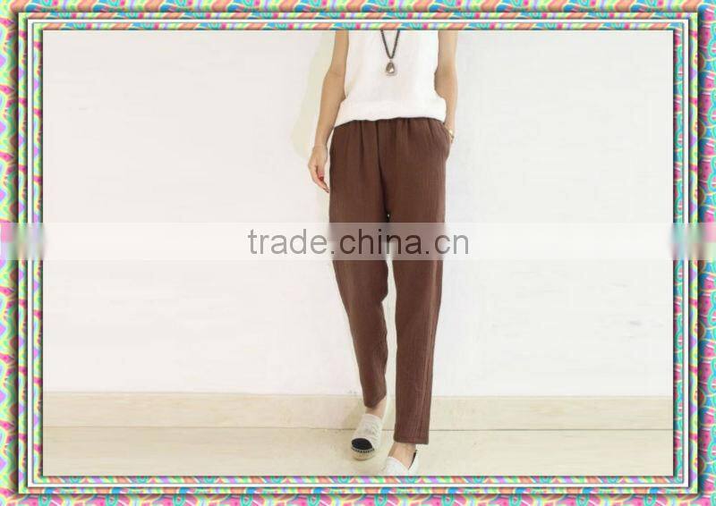 2014 Fashion Hot Selling Ladies White Cotton Pants