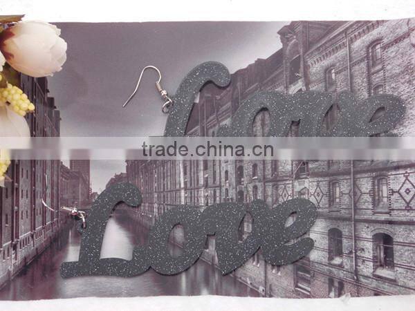 new design acrylic LOVE letter earrings 2015 Punk earring jewelry Hip Hop custom acrylic letter earring