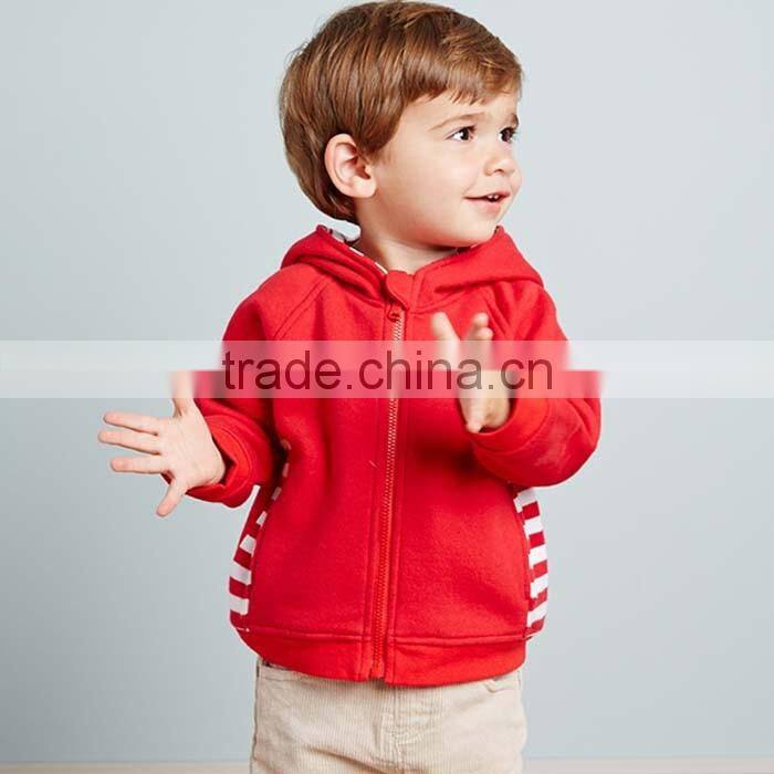 Cute plain stripes zipper wholesale kid hoody