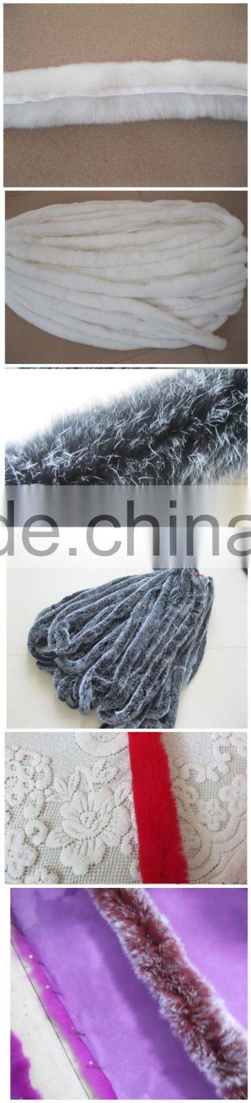 Wholesale Price Rea Fur Trim For Shoes / Rex Rabbit Fur Trimming For Garment