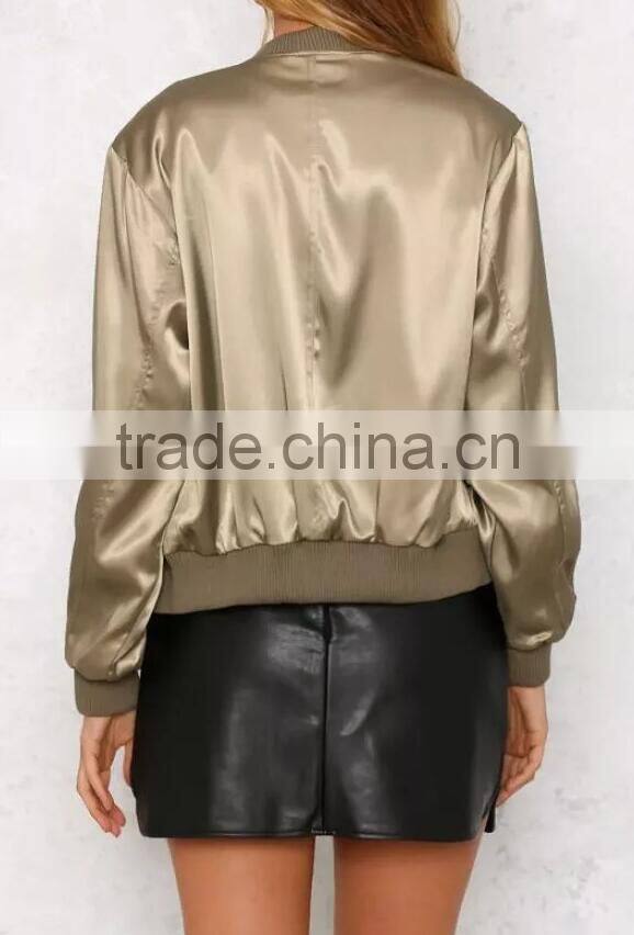 Runwaylover EY1019C Europe Style 2016 Women Pure Color Bomber Jackets