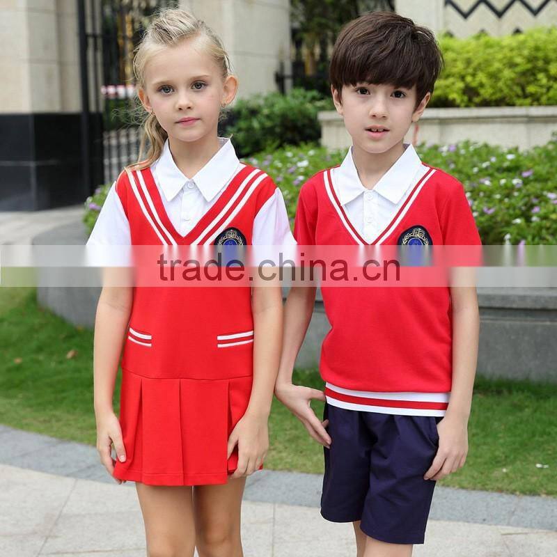 Juqian China uniform manufacturer custom-made stylish red autumn summer kindergarten school uniform