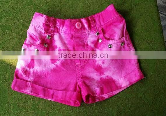 Pink Tie Dye Crystal Studded Shorts- Spring Shorts- Summer Shorts- Baby/ Toddler Girl Shorts- Hot Pink
