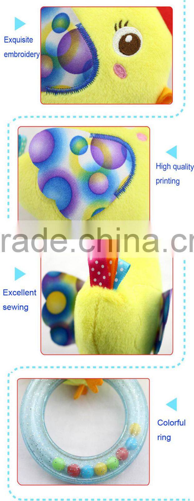 Colourful Circle Baby Plastic Ring Rattle Insert Teether Toy For Gift