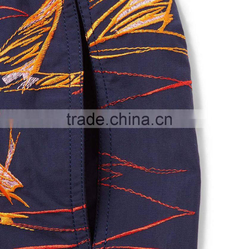 2017 hot sale summer shorts men beach Mid-Length Embroidered custom made 100% nylon Swim Shorts wholesale