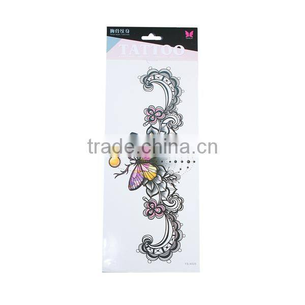 Paper Removable Waterproof Temporary Sternum Tattoo Sticker Body Art Multicolor Butterfly Pattern Temporary Belly Tattoos