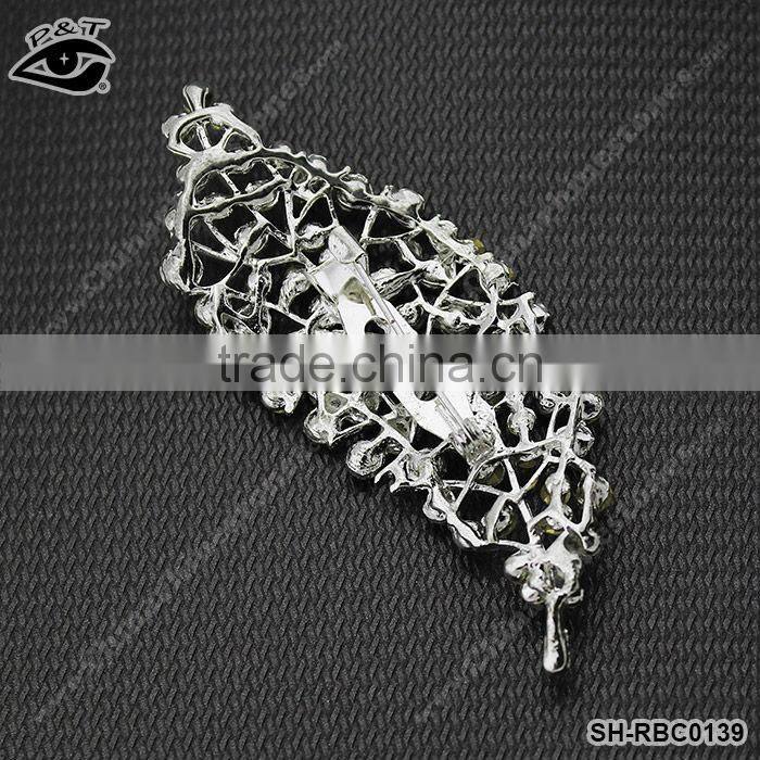 Fashion Brooches crystal leaf design brooch for dress