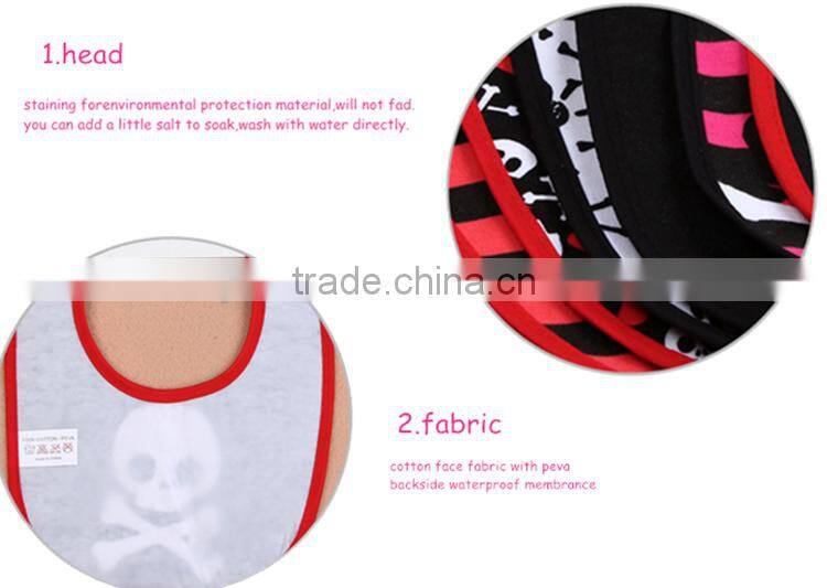 cotton fabric with peva backing alternative skull crossbones baby bib