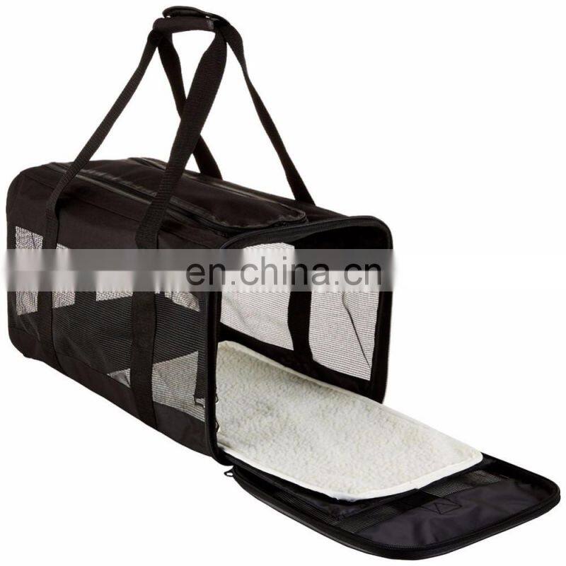 High Quality Black Mesh Soft-Sided Travel Pet Carrier