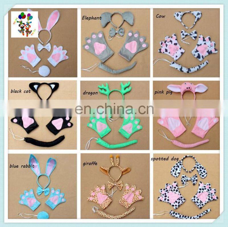Tie Tail Paws Set Kids Party Rabbit Bunny Ear Headbands HPC-0795