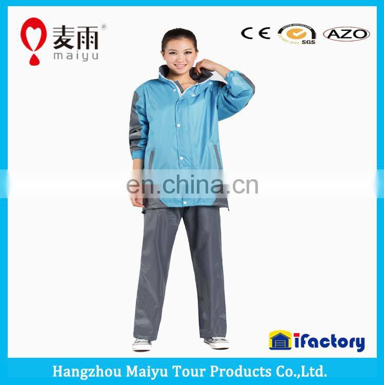 Maiyu waterproof 2pc breathable slicker raincoat