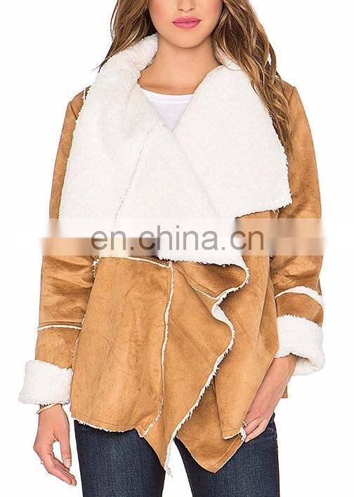 New trendy suede fake fur coat women