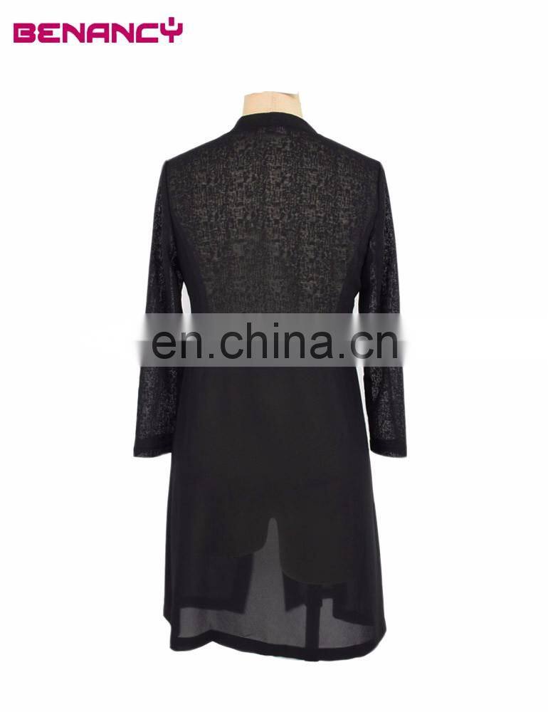 Fashionable Black and White Hit Colour Two Piece Vest Dress And Long Blouse Cardigan For Women Everyday Wear