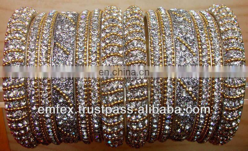 Crystal rhinestone jewelry handmade brass bangle manufacturer, rhinestone jewellery bangle exporter