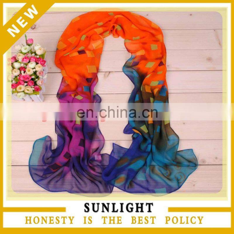 wholesale newly fancy lady's chiffon scarf made in china