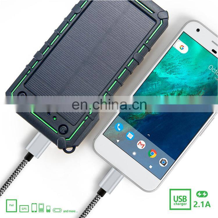 2019 New Style Solar Power Bank Charger 10000 mah Waterproof With Flashlight