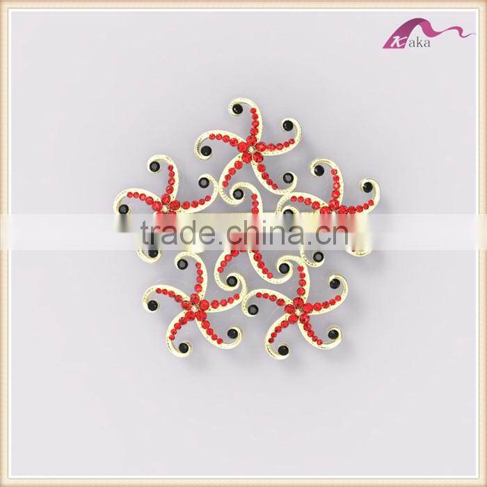 Fashion Beautiful Bulk Crystal Decorative Star Fish Brooch For Gifts