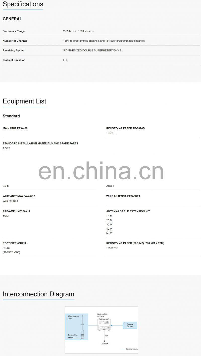 Marine electronics maritime navigation communication FURUNO FAX-408 ship boat Weather fax nautical weather facsimile receiver