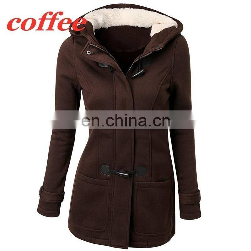 Wholesale custom-made women's Horn button jacket mid-long sleeve casual and comfortable fall winter loose sport jacket jogging j