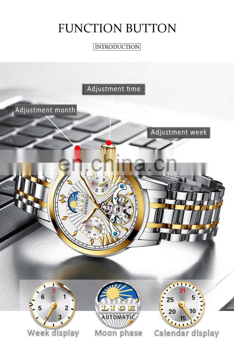 Lige 9968 Reloj Mescanico Automatic Mechanical Watch Waterproof Luxury Tourbillon Men Wristwatches