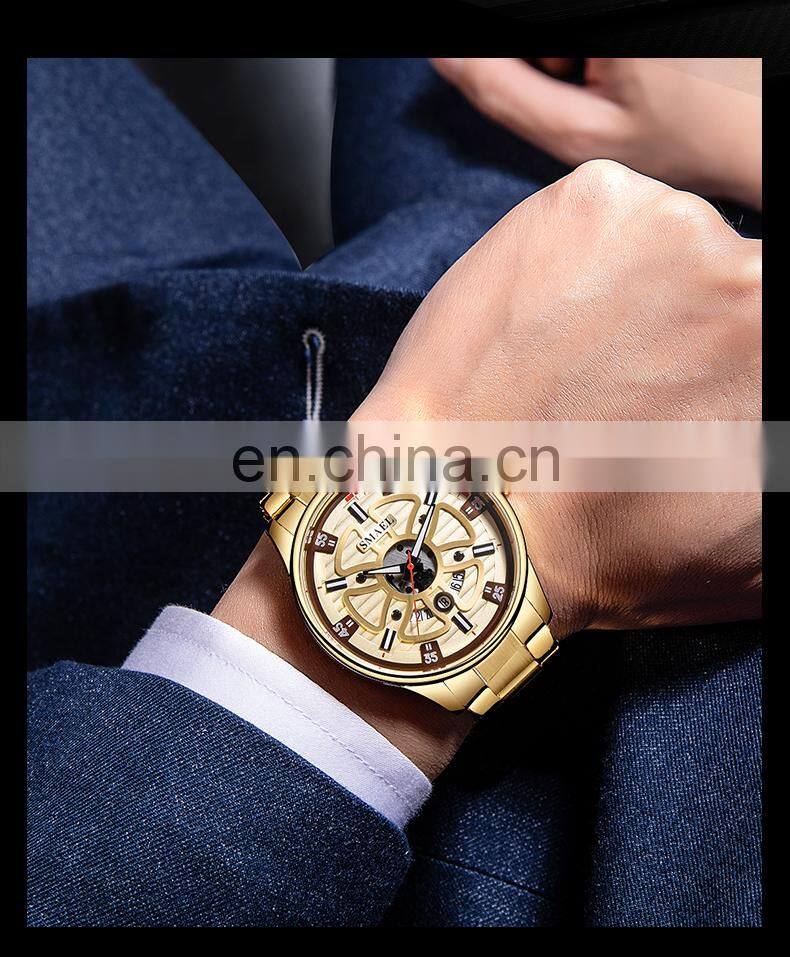 SMAEL 9180 Quartz Watch For Men SMAEL Golden Watches Waterproof Auto Date Male Clock Analog Stainless Steel Watches