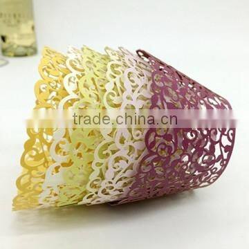 Wedding Invitation Decoration Delicated Laser Cut Gold Laser Cut Cupcake Wrappers