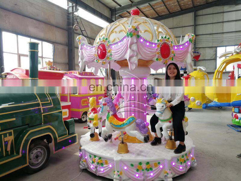 Fairground musical carousel equipment 6 seats amusement rides