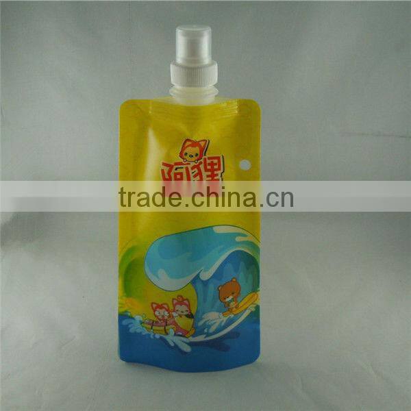 China factory custom foldable plastic drinking water bag with spout and hook