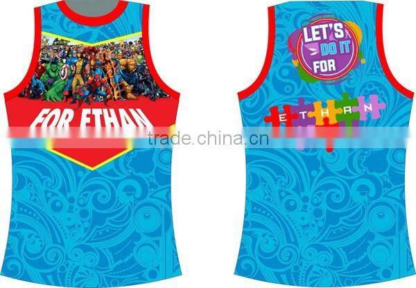 promotional custom sublimation running singlet, custom t-back singlet