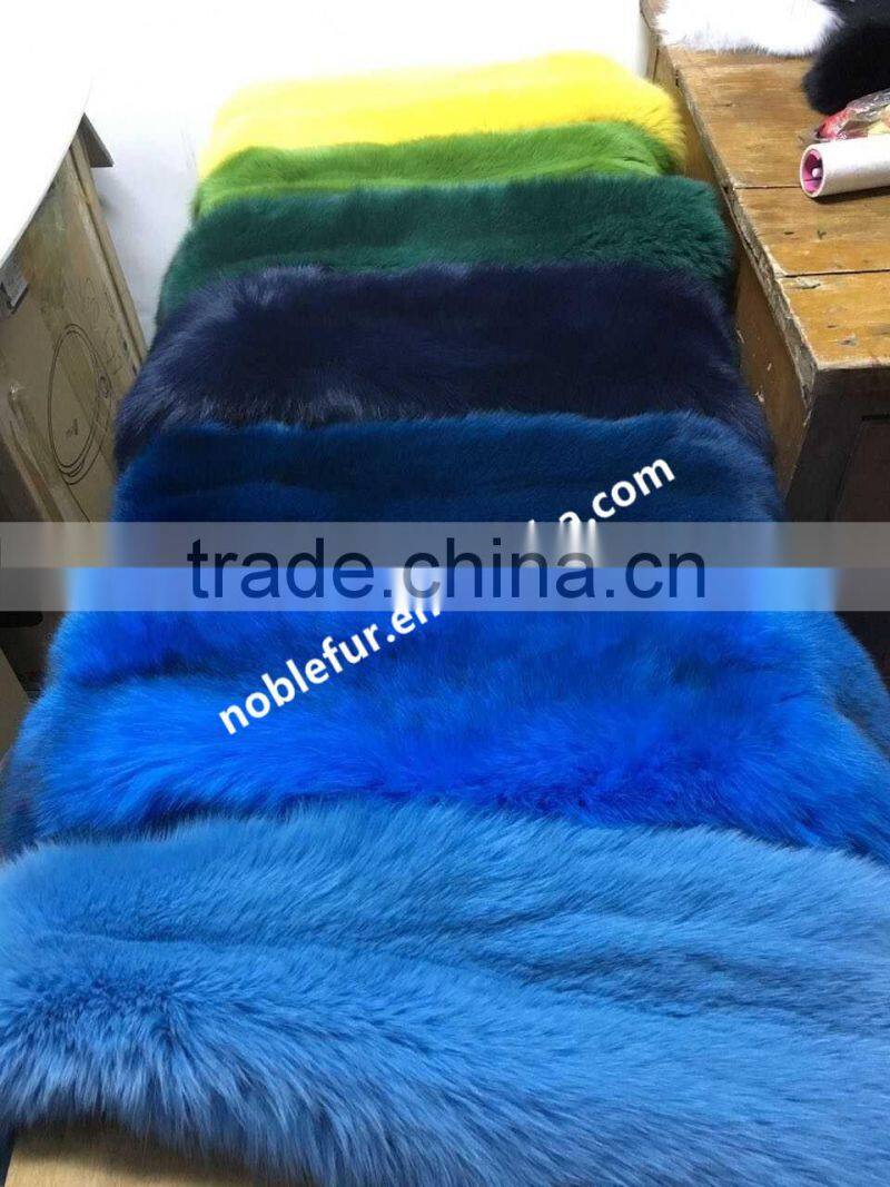 Luxury Real Genuine fox fur blanket super soft Dyed Candy Color Blue fox fur blanket