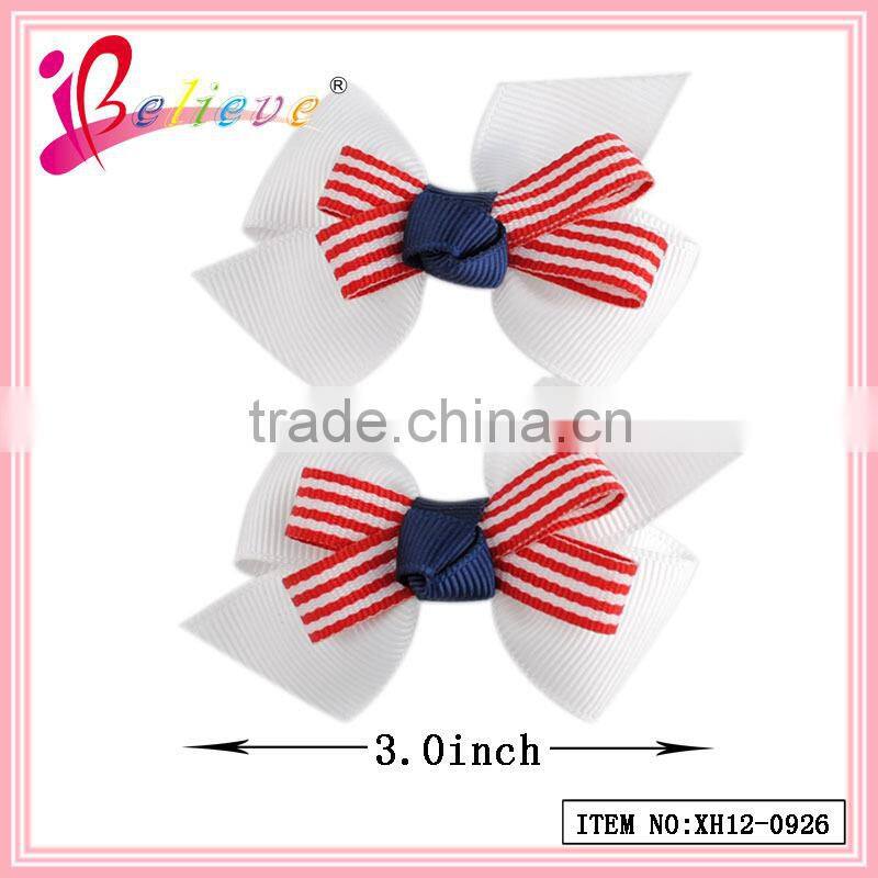 Plastic bow girls ponyholder ribbon bow covered elastic hair bands (XH12-2106)