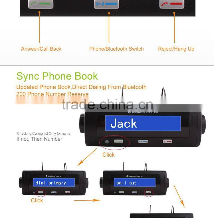 Sun Visor Bluetooth Handsfree Car Kit with Phone No. Display, Aux Bluetooth Car Kit with Car Charger