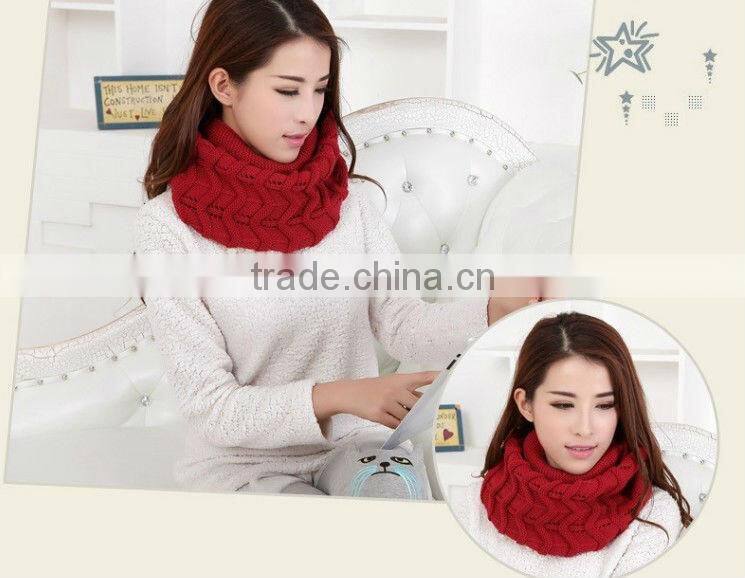 Winter Knitted Chevron Women Round Neck Loop Circle Scarf