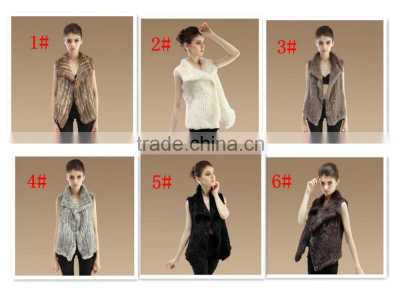 Wholesale 2015 Irregular Style Charmful Real Women Knitted Rabbit Fur Vest