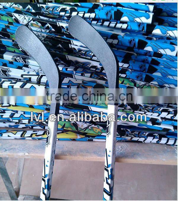 Glass fiber combi ABS Blade Full Birch wooden ice hockey sticks( wooden stick + glass fiber reinforced plastic blade (ABS) Blade