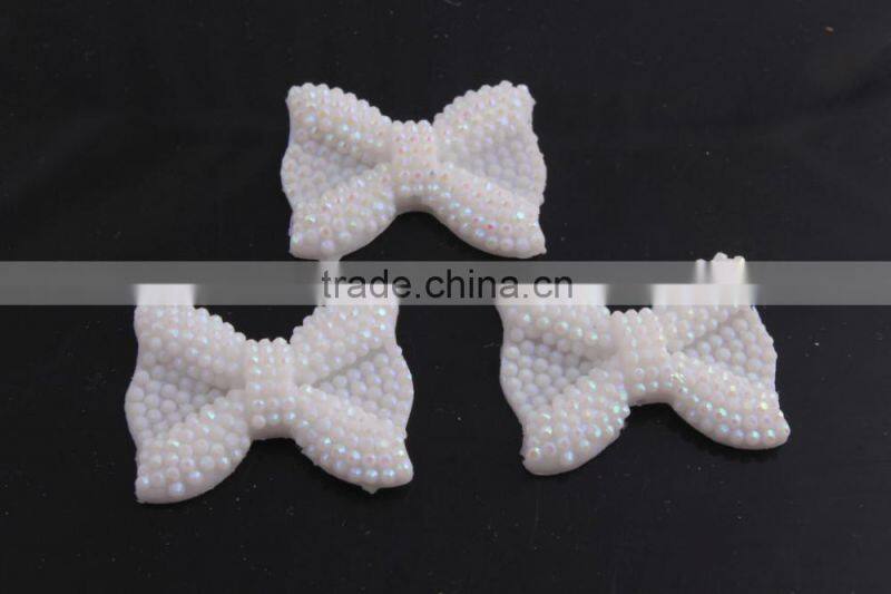 21x28MM Yellow AB Color Custom Color Accept Retail Sale High Quality Resin Rhinestone Bow Beads for Necklace Jewelry