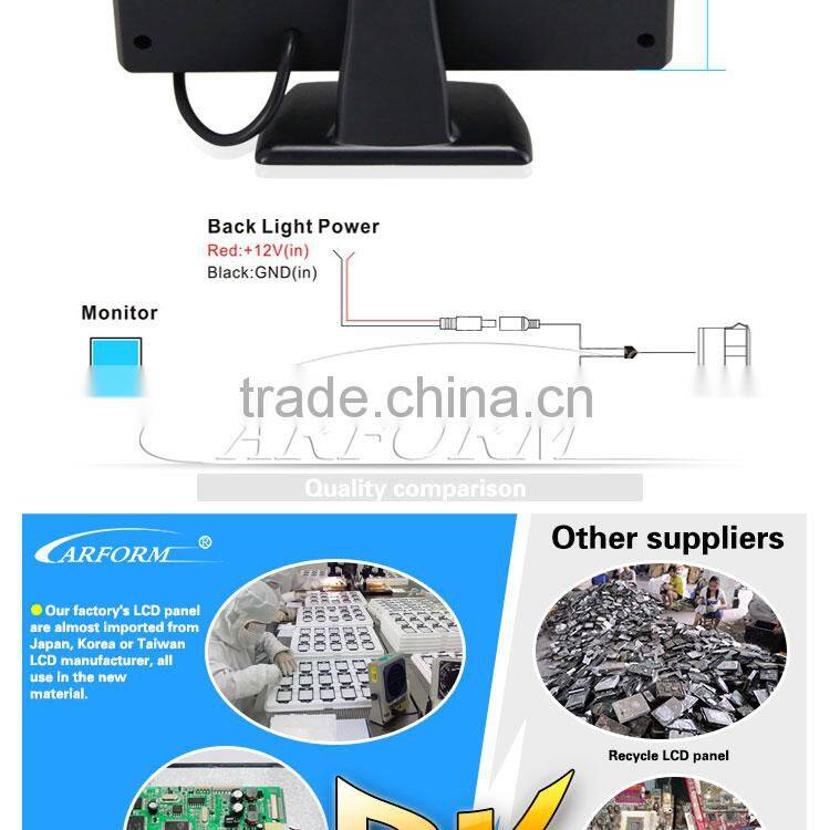 car 4.3 inch super tft lcd color tv monitor with 2 channel input