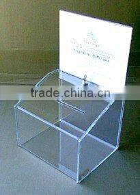 Popular acrylic ballot box with sign holder and lock