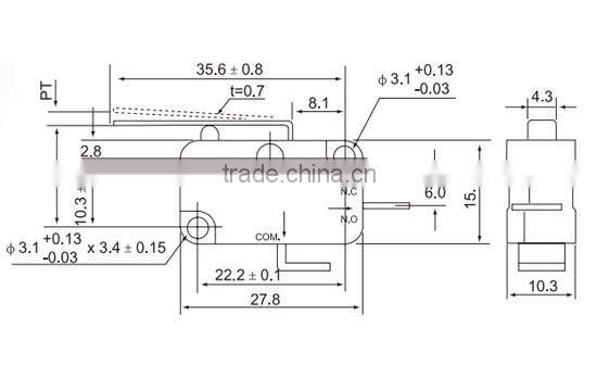 CNTD Wholesale 1NO 1NC Long Straight Hinge Lever Momentary Actuator Micro Switch CMV-101D