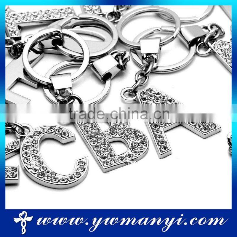 Trend silver plating letter crystal keychain K0005