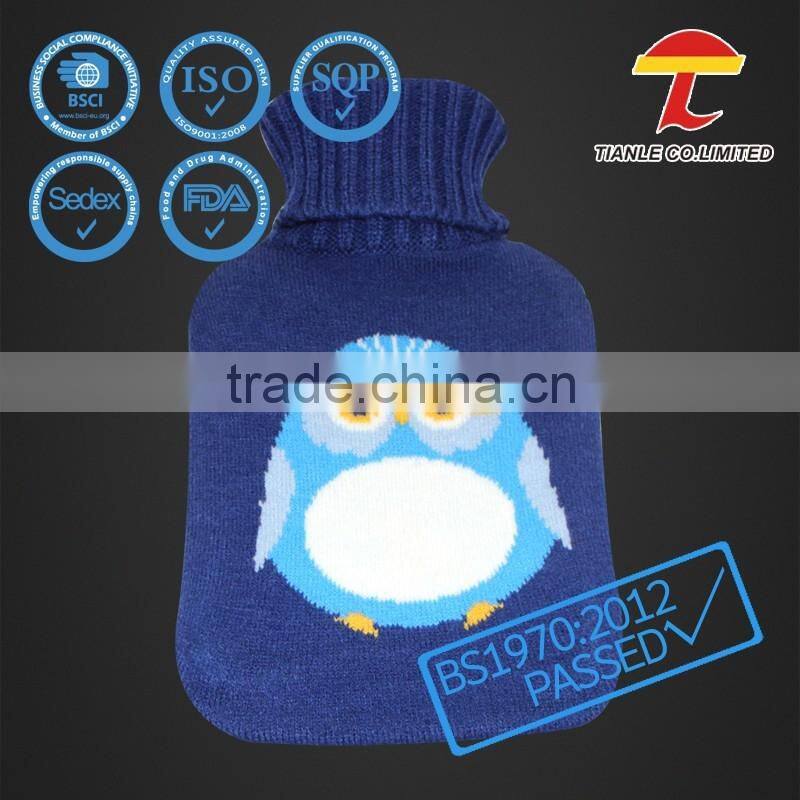blue star knitted 1 liter hot-water bottle cover